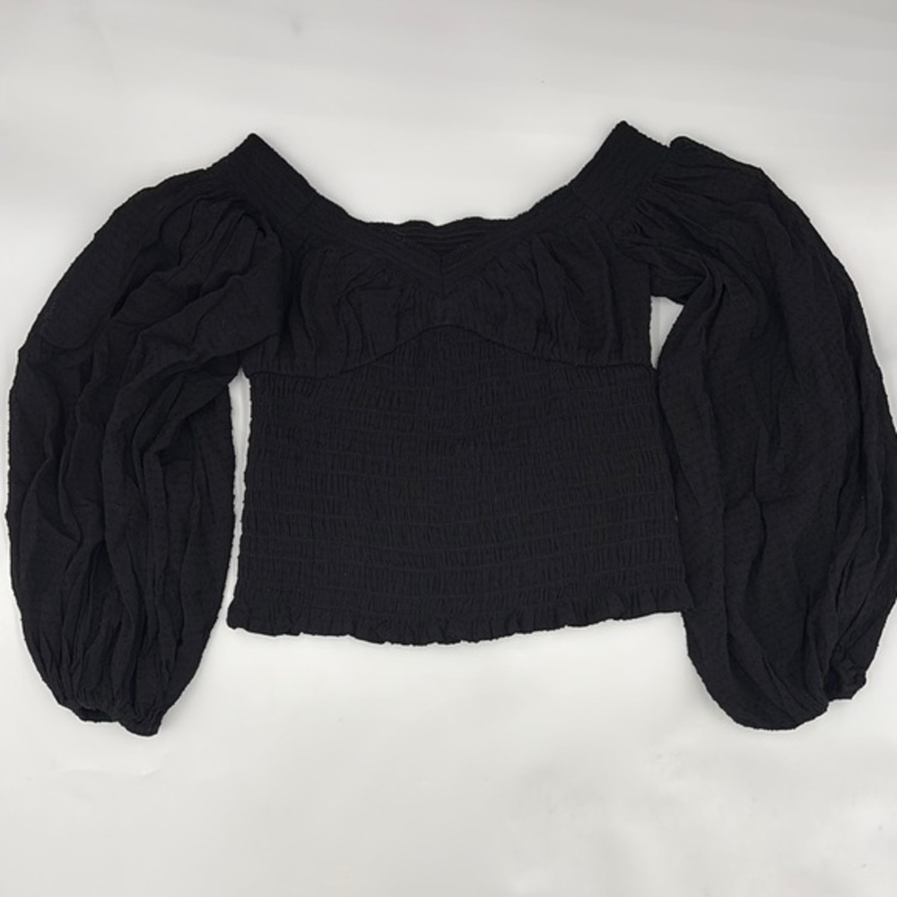 AllSaints Tia Texture Puff Sleeve Top